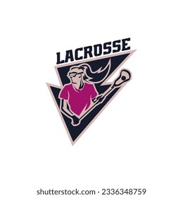 Sports Girls Woman Lax Lacrosse Team Club Team Feminine Logo Template Vector