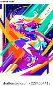 Sports girl.Vector illustration, can be used for season promotions, actions, mascots, commercial. 
