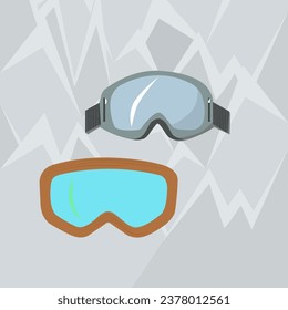 sports, glasses, snowboard, skiing. sports set, snowboard, glasses, skis. snowy slope, fast descent. can be used for postcards, posters and posters