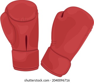 Sports gloves for boxing. Boxing gloves are red. Sports equipment for martial arts. Gloves for boxing, Thai boxing. Vector illustration isolated on a white background