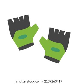 Sports gloves for fitness gray with green color. Hand protection during training. The vector illustration is isolated.