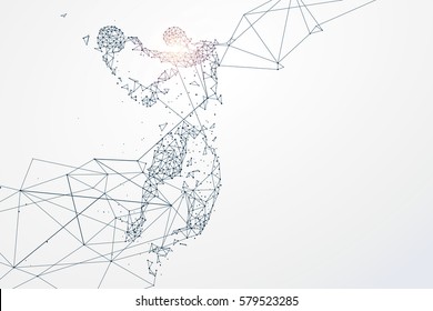 Sports Graphics particles, Network connection turned into, vector illustration.