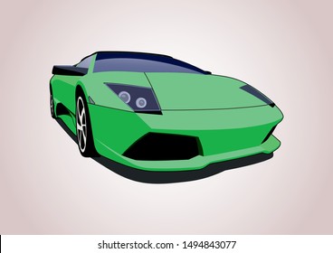 sports green car, close-up view. Lamborghini Murcielago.