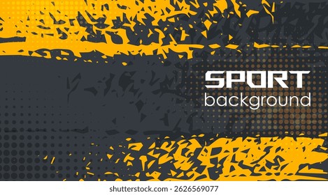 Sports grunge background Abstract black and yellow. Abstract colorful background with halftone effect and grunge brush. Dirty background with halftone effect. Illustration for flyer, banner, poster