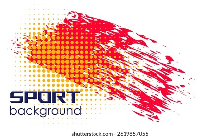 Sports grunge background. Colorful Abstract black and yellow splash with halftone and grunge brush effect. Dirty background. Vector illustration for design of flyer, banner, poster, card, web