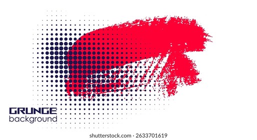 Sports grunge background. Colorful Abstract blue and red splash with halftone and grunge brush effect. Dirty background. Vector illustration for design of flyer, banner, poster, card, web