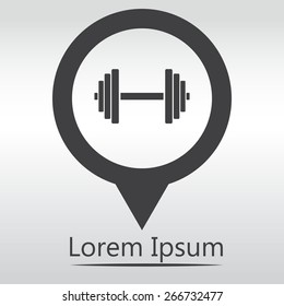 Sports gym equipment. Dumbbell - Vector icon isolated. icon map pin.