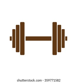 Sports gym equipment. Dumbbell - Vector icon isolated.  brown icon.
