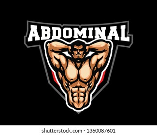 Sports. Gym. Muscular Body. Athletic Body. Body Builder Pose. Logo And Emblems. Vector