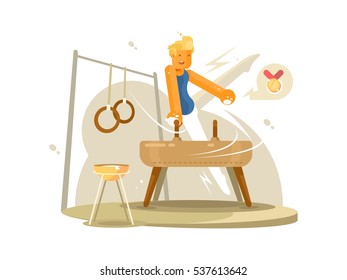 Sports gymnast on log