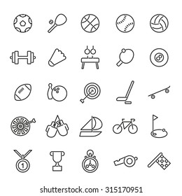 Sports and Gymnastics Line Icons Collection. Vector set of 25 black symbols