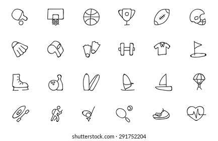 Sports Hand Drawn Doodle Icons 1