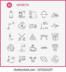 Sports Hand Drawn Icon Pack For Designers And Developers. Icons Of Mat, Sport, Sports, Yoga, Billiards, Pool, Snooker, Sport, Vector