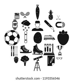 Sports health icons set. Simple set of 25 sports health vector icons for web isolated on white background