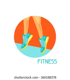 Sports and healthy lifestyle background with fitness icons. Image can be used on advertising booklets, banners, flayers.