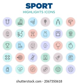 Sports highlight cover social media icons isolated on white background. Set of social media icons modern, simple, vectors for website design or mobile app. Vector Illustration