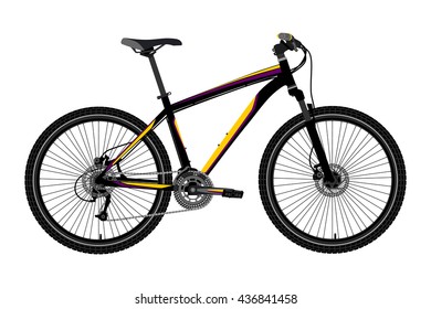 Sports high-speed bike in vector.Mountain bike in vector on white background.Bicycle logo.