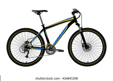 Sports high-speed bike in vector.Mountain bike in vector on white background.Bicycle logo.