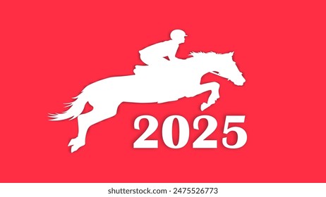 sports horse rider concept car for New Year Holiday with Red background Vector Design