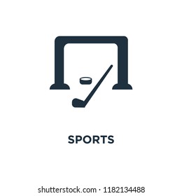 Sports icon. Black filled vector illustration. Sports symbol on white background. Can be used in web and mobile.