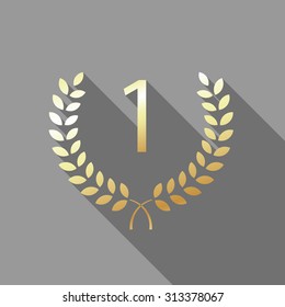 Sports icon the first place. Laurel wreath with the number 1. Vector version of a file without transparency.