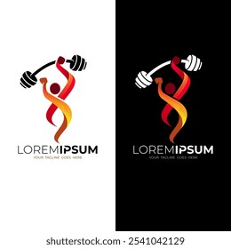 sports icon, logo of a person lifting a barbell