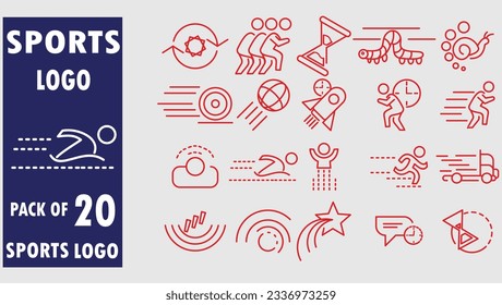 Sports icon pack elements logo bundle
