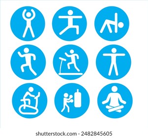 Conjunto de pictogramas de iconos deportivos. Iconos deportivos, pictogramas deportivos Ilustración vectorial