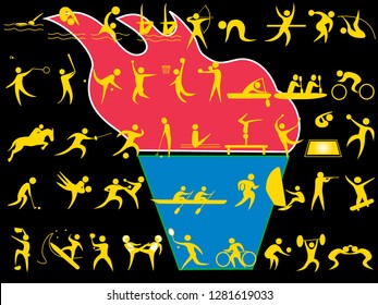 Sports icon set. Icon of the sports competition list of sports tournaments held in Tokyo, Japan.