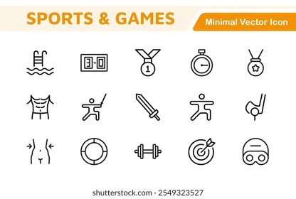 Sports Icon Set. A dynamic collection of vibrant icons representing various sports and activities, perfect for enhancing apps, websites, and marketing materials.