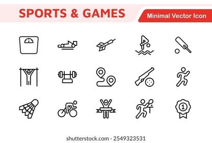 Sports Icon Set. A dynamic collection of vibrant icons representing various sports and activities, perfect for enhancing apps, websites, and marketing materials.