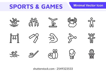 Sports Icon Set. A dynamic collection of vibrant icons representing various sports and activities, perfect for enhancing apps, websites, and marketing materials.