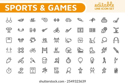 Sports Icon Set. A dynamic collection of vibrant icons representing various sports and activities, perfect for enhancing apps, websites, and marketing materials.