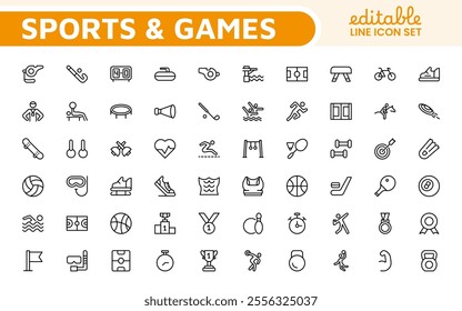 Sports Icon Set. A dynamic collection of vibrant icons representing various sports and activities, perfect for enhancing apps, websites, and marketing materials.