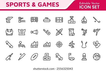 Sports Icon Set. A dynamic collection of vibrant icons representing various sports and activities, perfect for enhancing apps, websites, and marketing materials.