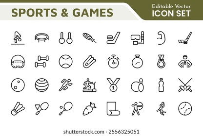 Sports Icon Set. A dynamic collection of vibrant icons representing various sports and activities, perfect for enhancing apps, websites, and marketing materials.