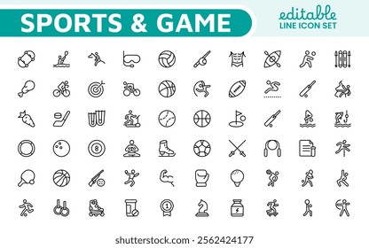 Sports Icon Set. A dynamic collection of vibrant icons representing various sports and activities, perfect for enhancing apps, websites, and marketing materials.