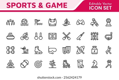 Sports Icon Set. A dynamic collection of vibrant icons representing various sports and activities, perfect for enhancing apps, websites, and marketing materials.