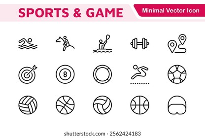 Sports Icon Set. A dynamic collection of vibrant icons representing various sports and activities, perfect for enhancing apps, websites, and marketing materials.