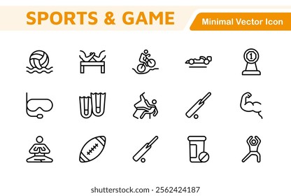 Sports Icon Set. A dynamic collection of vibrant icons representing various sports and activities, perfect for enhancing apps, websites, and marketing materials.