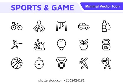 Sports Icon Set. A dynamic collection of vibrant icons representing various sports and activities, perfect for enhancing apps, websites, and marketing materials.