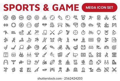 Sports Icon Set. A dynamic collection of vibrant icons representing various sports and activities, perfect for enhancing apps, websites, and marketing materials.