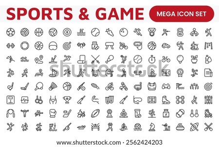 Sports Icon Set. A dynamic collection of vibrant icons representing various sports and activities, perfect for enhancing apps, websites, and marketing materials.