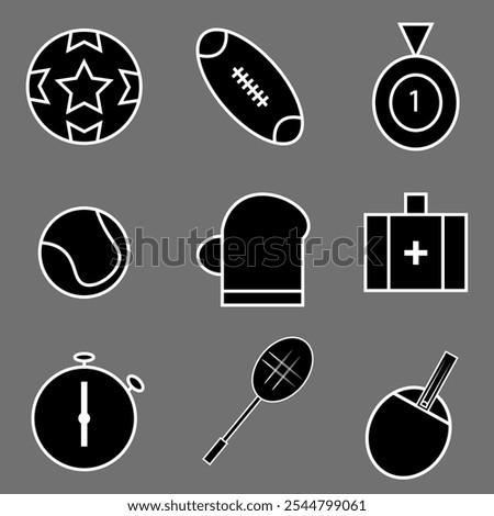 Sports Icon Set (Flat Silhouette Version)