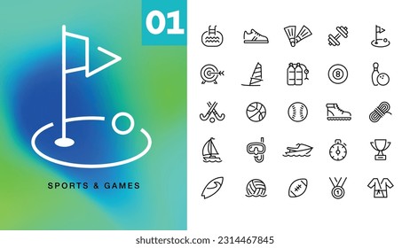 sports icon set games icon set concept set stroke icon
