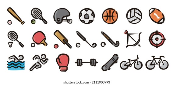 Sports icon set for graphic (Hand draw color version)