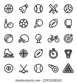 Sports Icon Set - Sports Items Balls Icons Set