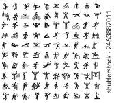 Sports icon set. Shapes Sports, Sports icon collection, Active lifestyle people and icon set, runners active lifestyle icons.