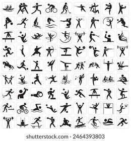 Sports icon set. Shapes Sports, Sports icon collection, Active lifestyle people and icon set, runners active lifestyle icons.