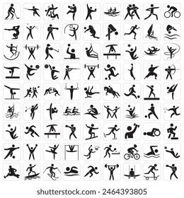 Sports icon set. Shapes Sports, Sports icon collection, Active lifestyle people and icon set, runners active lifestyle icons.